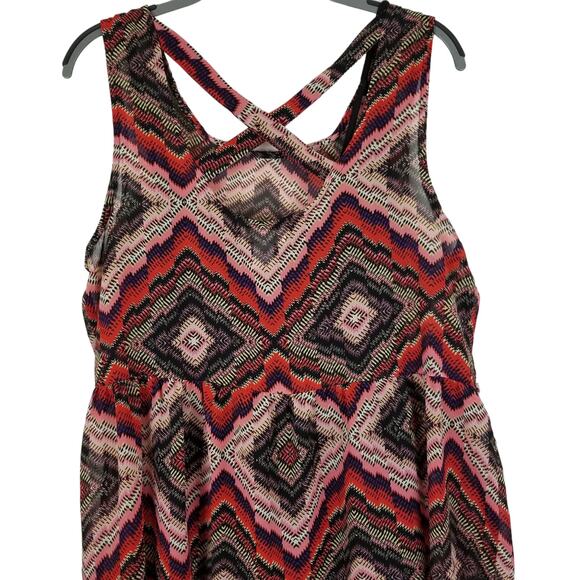 Band of Gypsies Boho Sheer Tunic with Detachable Slip Criss Cross Back, Size XL - Picture 10 of 12